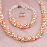 Natty Records Store Jewelry Pink / 45cm Beautiful Freshwater Pearl Necklace Set